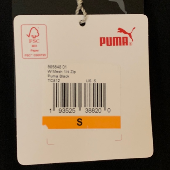 Puma Mesh 1/4 Zip Longsleeve, Size Small, Black - Picture 5 of 10